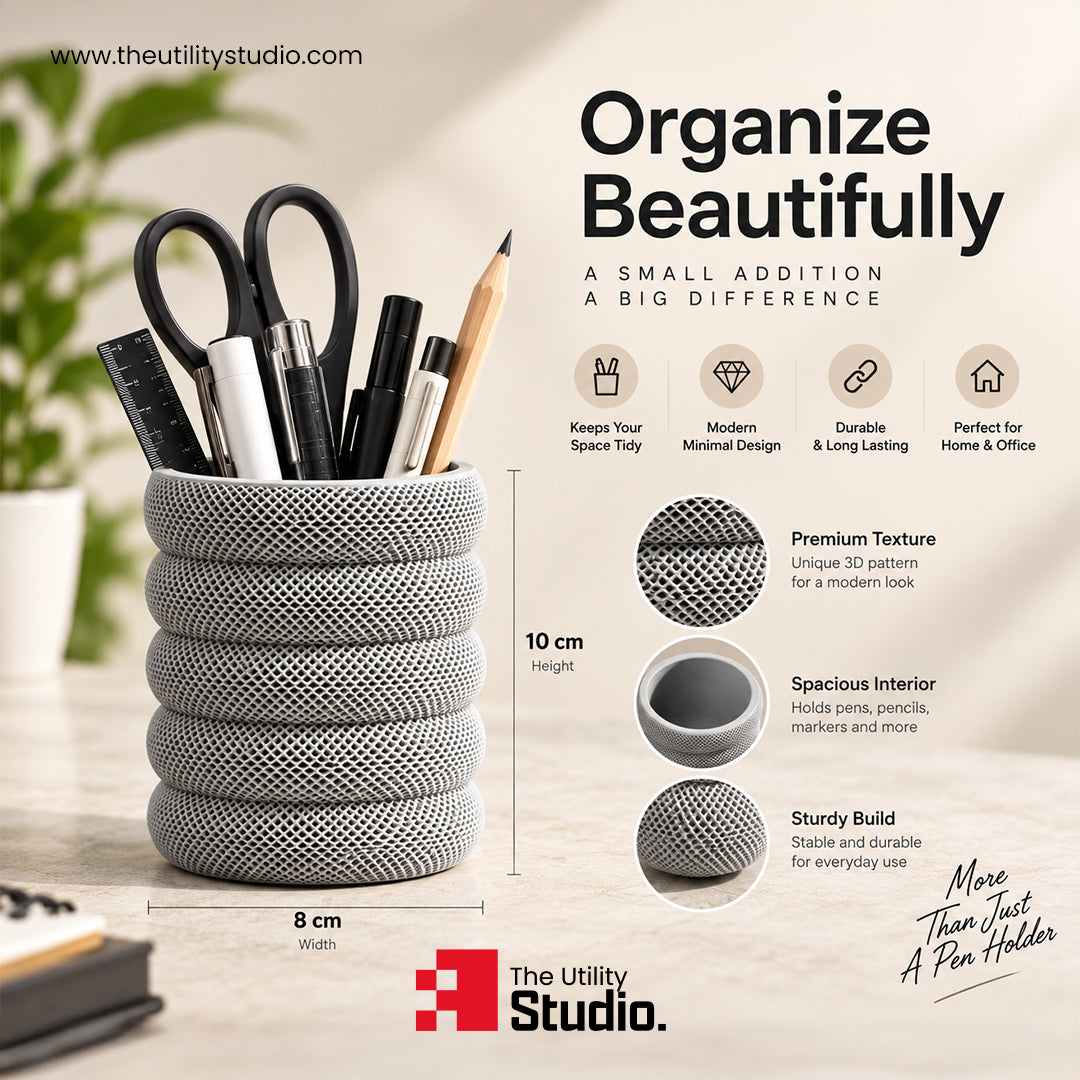 3D Textured Desk Organizer & Pen Holder