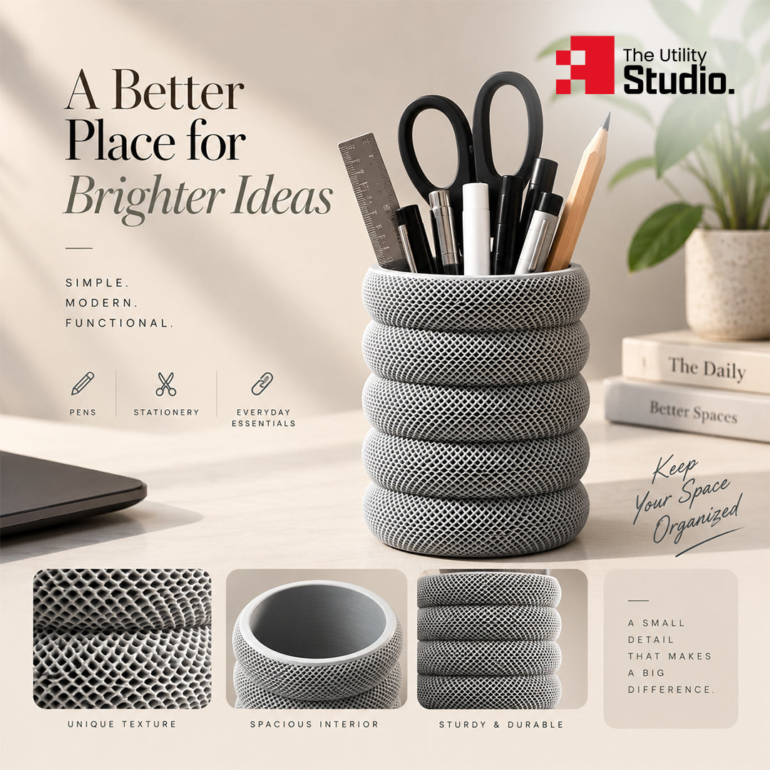 3D Textured Desk Organizer & Pen Holder